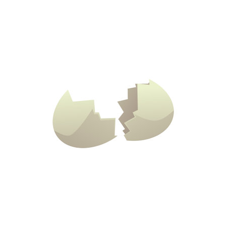 Broken eggshell food waste flat style, vector illustrationのイラスト素材