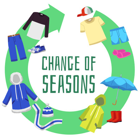 Change of four seasons infographic with clothing vector illustration isolated.のイラスト素材