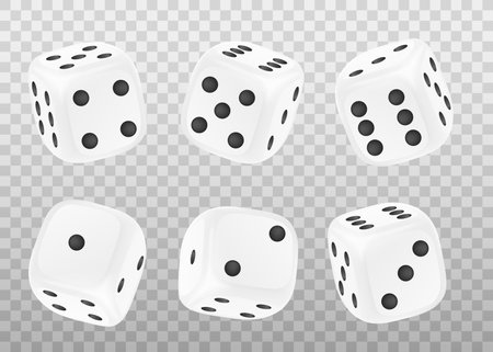 Game dice white craps templates set realistic vector illustration isolated.のイラスト素材