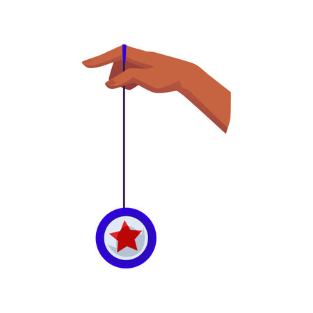 Hand playing with yoyo toy, cartoon flat vector illustration isolated on white background.のイラスト素材