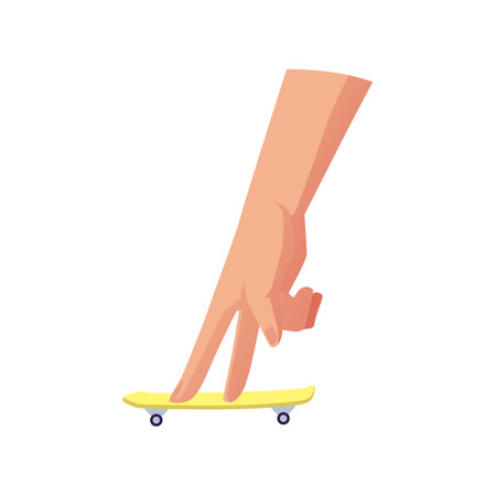Hand moving toy skateboard or fingerboard flat vector illustration isolated.のイラスト素材