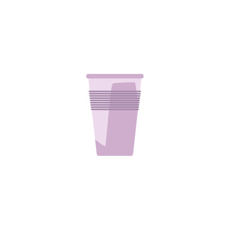 Disposable plastic cup icon flat cartoon vector illustration isolated on white.のイラスト素材