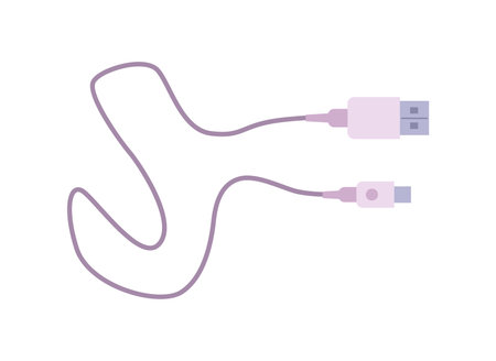 Phone charging cable, cartoon flat vector illustration isolated on white background.のイラスト素材