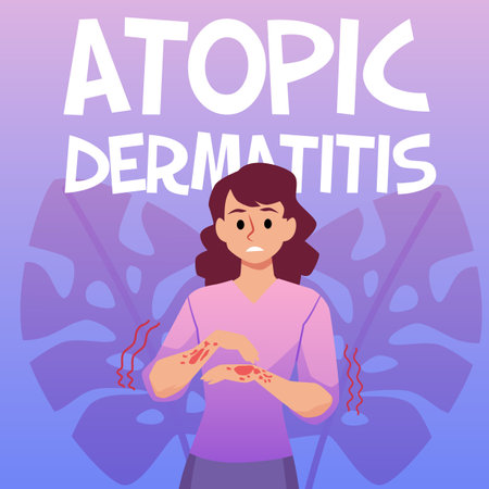 Squared banner about atopic dermatitis flat style, vector illustrationのイラスト素材