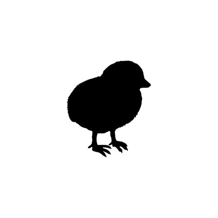 Black silhouette of chick or nestling vector illustration isolated on white.のイラスト素材
