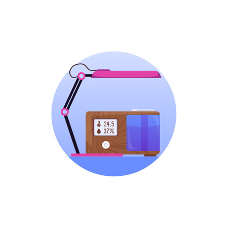 Home air humidifiers device at workplace flat vector illustration isolated.のイラスト素材