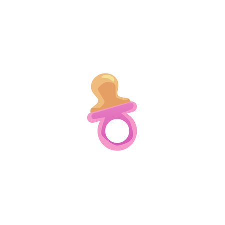 Baby pacifier with pink ring flat style, vector illustrationのイラスト素材