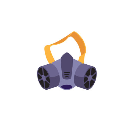 Hazmat face and breath protective mask flat vector illustration isolated.のイラスト素材