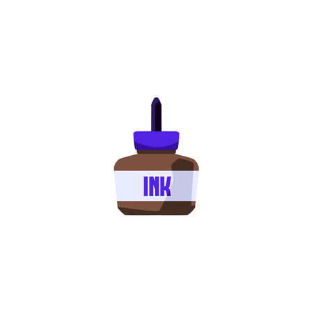 Ink bottle for calligraphy and drawing flat vector illustration isolated.のイラスト素材