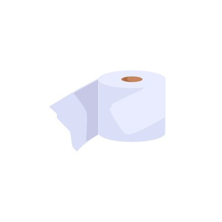 Toilet paper or kitchen paper tissue roll flat vector illustration isolated.のイラスト素材
