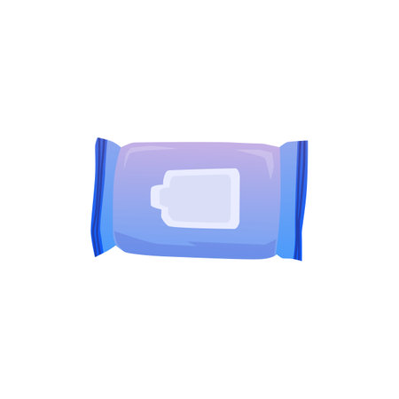 Package of wet wipes, top view - flat vector illustration isolated on white background.のイラスト素材
