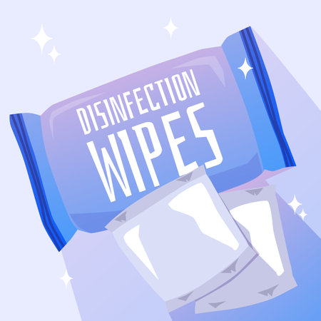Disinfection wipes packaging flat vector illustration isolated on background.のイラスト素材