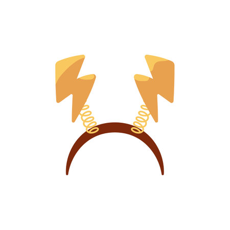 Brown headband with yellow lightnings on springs flat styleのイラスト素材