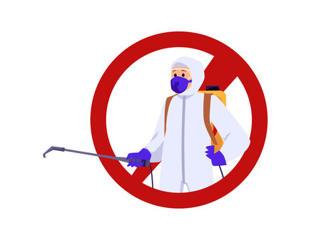 Pest control or exterminator, red prohibition sign - flat vector illustration isolated on white background.のイラスト素材