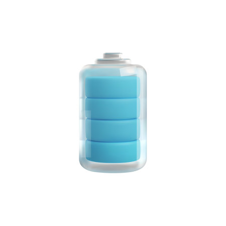 Full battery charge 3D realistic vector illustration isolated on background.のイラスト素材