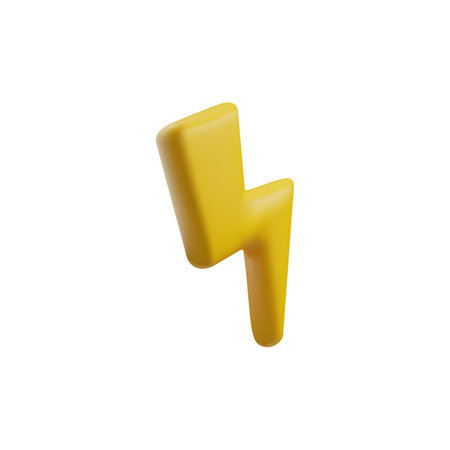 Yellow lightning battery sign 3D style, vector illustrationのイラスト素材