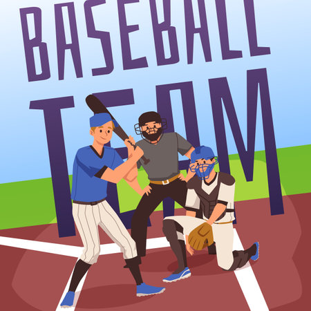 Squared banner with baseball team flat stye, vector illustrationのイラスト素材