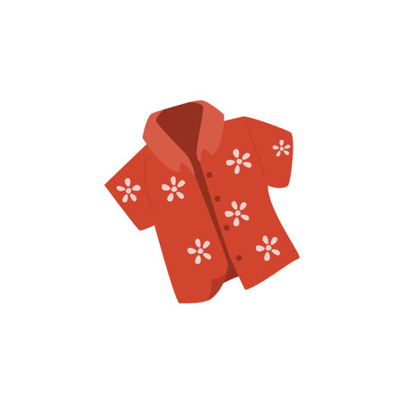 Kids summer shirt or blouse with print, flat vector illustration isolated.のイラスト素材