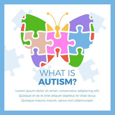 Autism informational banner or poster design flat vector illustration.のイラスト素材