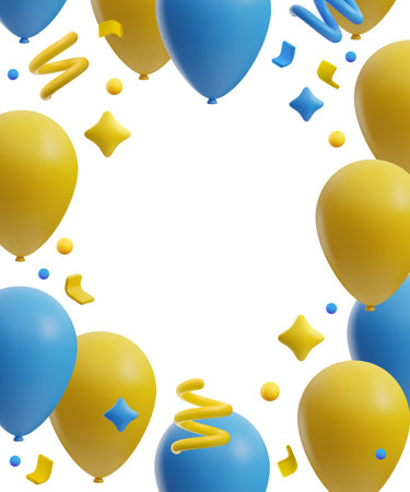 3d style balloons frame with empty space for text, vector illustration on white background.のイラスト素材