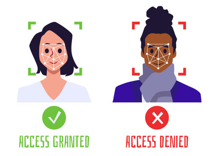 Biometric access face scanning technology flat vector illustration isolated.のイラスト素材