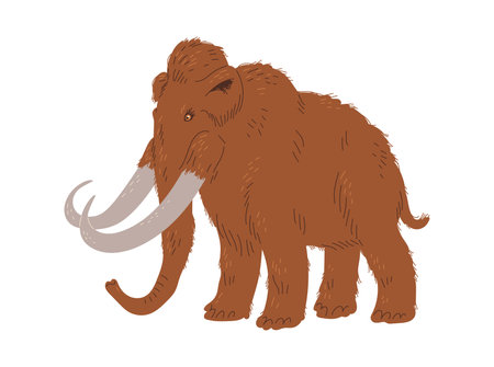 Vector illustration of woolly mammoth, concept of prehistoric period animals, isolated on white backgroundのイラスト素材