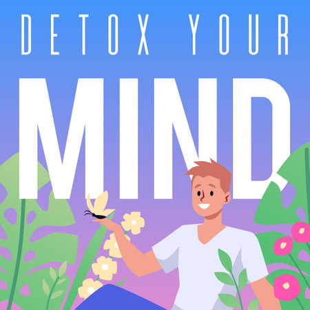 Mind detox and cleansing the brain mental therapy concept flat vector banner.のイラスト素材