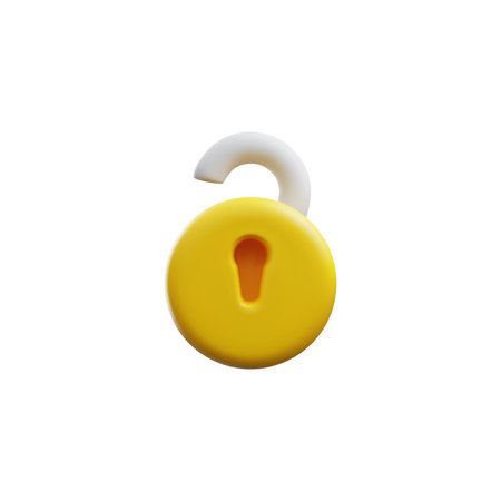 Open padlock volumized rendered icon 3D realistic vector illustration isolated.