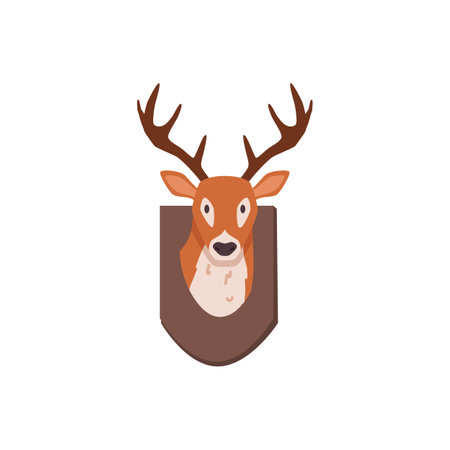 Hunter trophy with deer head, cartoon flat vector illustration isolated on white background.のイラスト素材