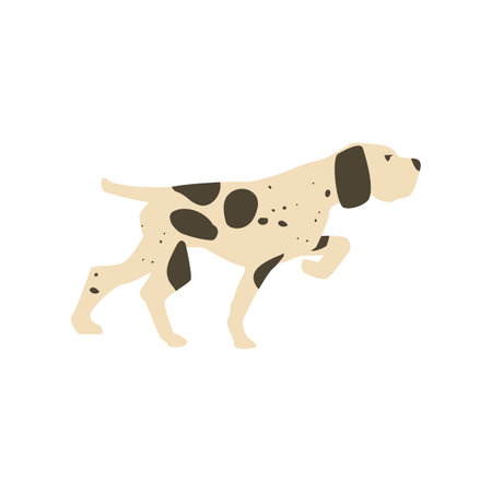 Hunting dog running, cartoon flat vector illustration isolated on white background.のイラスト素材