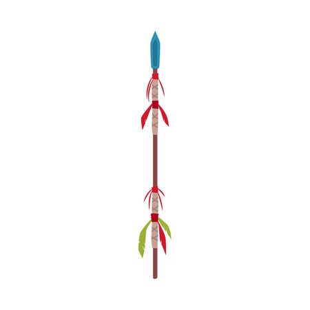 Ancient primitive tribal people spear icon flat vector illustration isolated.のイラスト素材