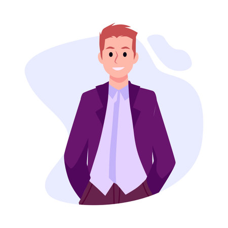 Male office worker, flat vector illustration isolated on white background.のイラスト素材