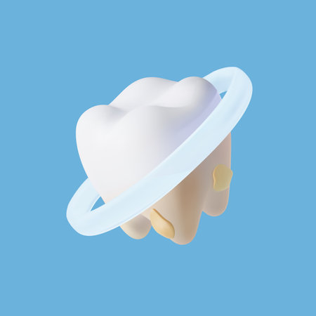 3D realistic vector comparison of clean and dirty tooth before and after whitening treatment, dental hygiene procedureのイラスト素材