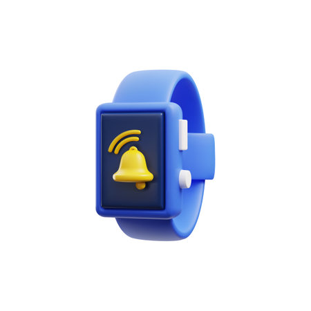 Smart watch with alarm notification 3D realistic vector illustration isolated.