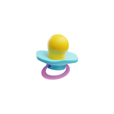 Baby pacifier in cute and shiny 3d style, vector illustration isolated on white background.