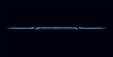 Futuristic frame for Hud game interface, vector digital horizontal line border segment on dark, electronic tech elementのイラスト素材