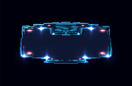 Futuristic digital Hud target border, glowing High tech technology frame, abstract vector information call barのイラスト素材