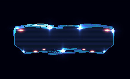 Futuristic horizontal frame, vector illustration for web design isolated on black.のイラスト素材