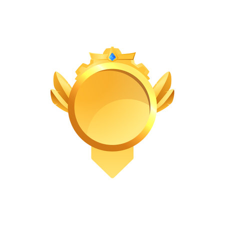 Gold round medal icon, vector illustration isolated on white.のイラスト素材