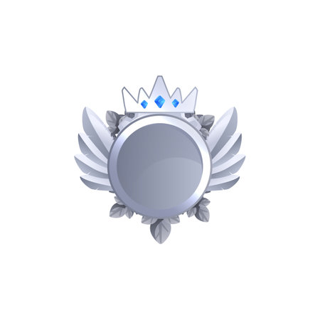 Silver round medal icon, vector illustration isolated on white.のイラスト素材