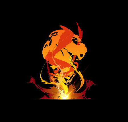 Fire, Light game effect, orange flame, isolated vector illustrationのイラスト素材