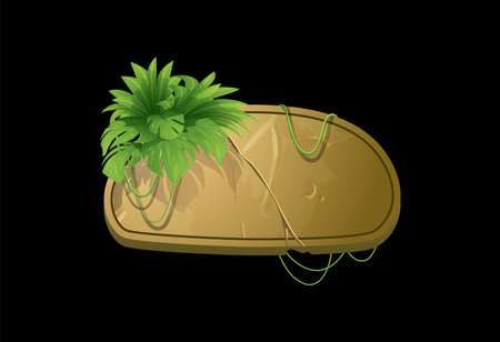 Cracked stone board with leaves.のイラスト素材