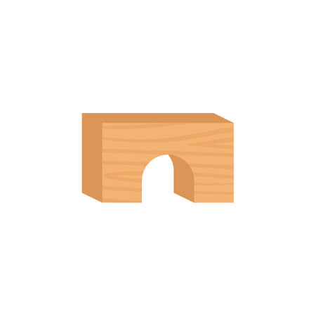 Wooden toy block or puzzle piece icon, flat vector illustration isolated.のイラスト素材