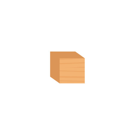 Cartoon wooden block, wood toy, cube block with timber surface for baby game construction, vector clean square brickのイラスト素材