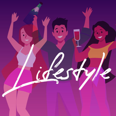 People on the party, happy lifestyle, flat cartoon vector illustrationのイラスト素材