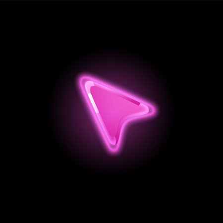 Glowing glassy arrow button, cursor game, pink sign indicating direction option for game ui interface, vector pointerのイラスト素材