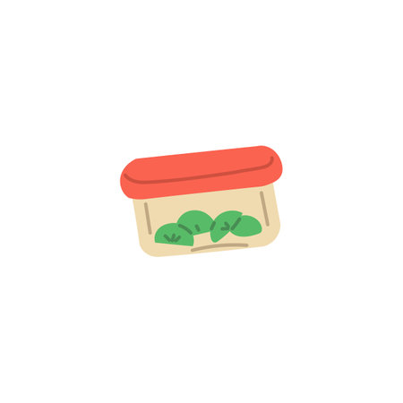 Plastic food container or lunchbox, vector illustration isolated on whiteのイラスト素材