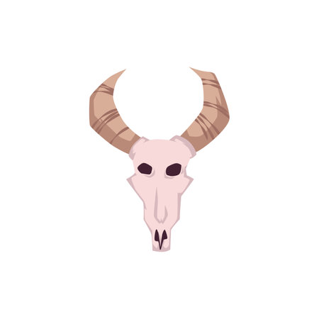 Cow skull with horns, simple icon, vector illustration isolated on whiteのイラスト素材
