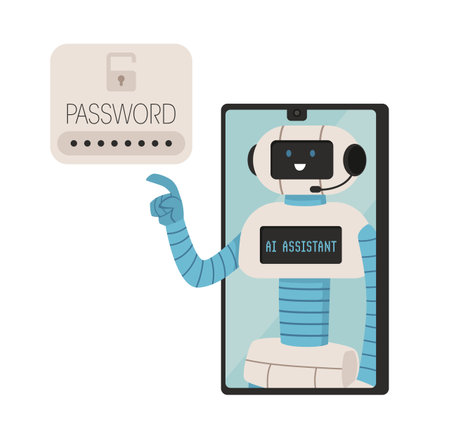 Artificial intelligence assistant and chat bot service vector concept, AI assistant robot, customer password serviceのイラスト素材