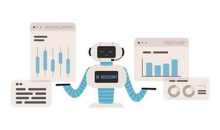 Artificial intelligence virtual assistant robot using in machine learning and fintech app.のイラスト素材